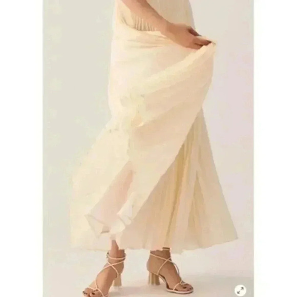 NWT Anthropologie Let Me Be One Shoulder Cream White Pleated Dress Size Small - Picture 4 of 7